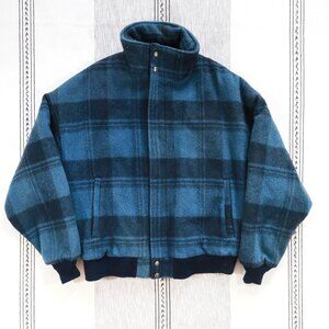 Vintage Woolrich Blue Buffalo Plaid Bomber Jacket | Medium